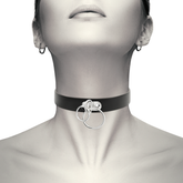 COQUETTE CHIC DESIRE CHOKER ARTIGIANALE IN PELLE VEGAN - DOPPIO ANELLO