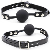 BAVAGLIO A SFERA OHMAMA FETISH IN SILICONE CON CINTURA IN PELLE