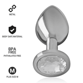 INTENSE - PLUG ANALE IN METALLO ALLUMINIO CON VETRO ARGENTO TAGLIA M