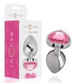 INTENSE - PLUG ANALE IN METALLO ALLUMINIO CON CUORE ROSA TAGLIA L