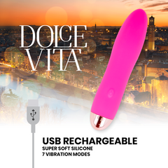 VIBRATORE RICARICABILE DOLCE VITA QUATTRO ROSA 7 VELOCITÀ