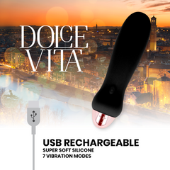 VIBRATORE RICARICABILE DOLCE VITA CINQUE NERO A 7 VELOCITÀ