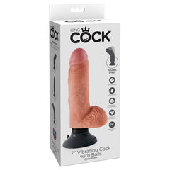 KING COCK 17,78 CM CAZZO VIBRANTE CON PALLINE CARNE