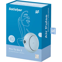 SATISFYER PRO TO GO 3 DOUBLE AIR PULSE STIMULATOR & VIBRATOR - BLUE