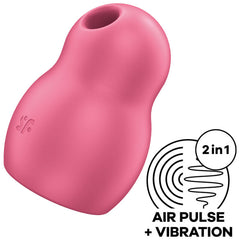 SATISFYER PRO TO GO 1 DOPPIO STIMOLATORE DI IMPULSI D'ARIA E VIBRATORE - ROSSO