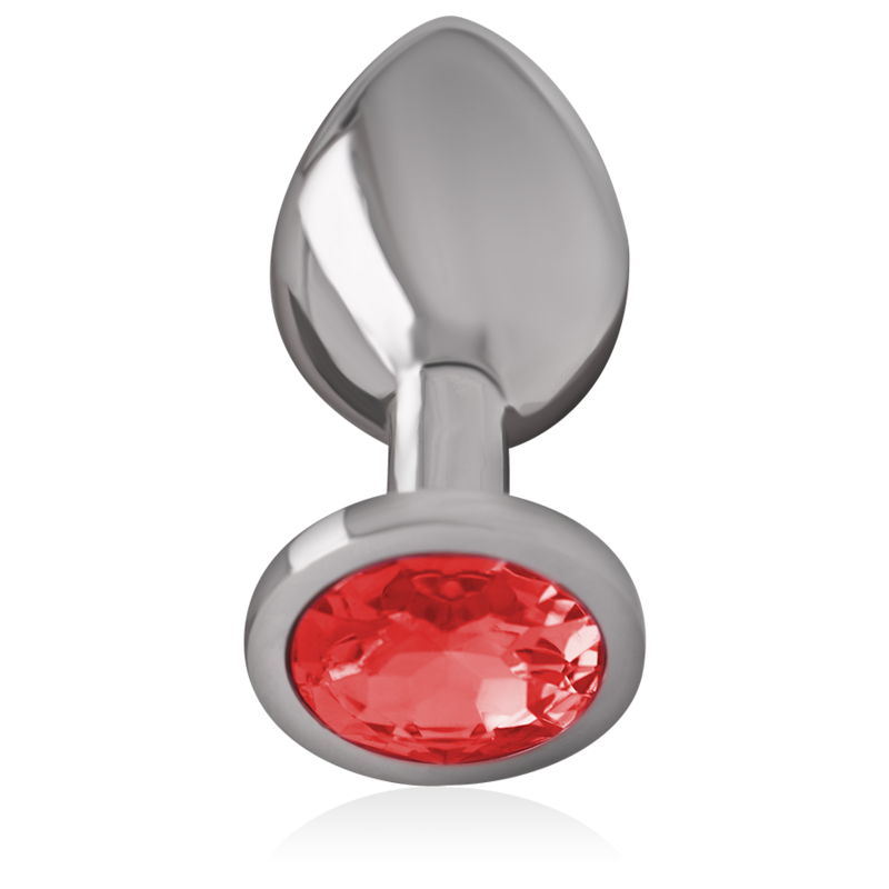 INTENSE - PLUG ANALE IN METALLO ALLUMINIO CON VETRO ROSSO TAGLIA S
