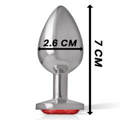 INTENSE - PLUG ANALE IN METALLO ALLUMINIO CON VETRO ROSSO TAGLIA S