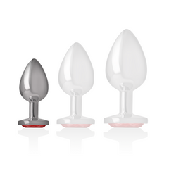 INTENSE - PLUG ANALE IN METALLO ALLUMINIO CON VETRO ROSSO TAGLIA S
