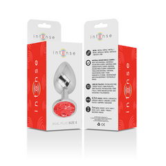 INTENSE - PLUG ANALE IN METALLO ALLUMINIO CON VETRO ROSSO TAGLIA S