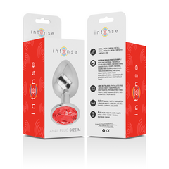 INTENSE - PLUG ANALE IN METALLO CON VETRO ROSSO TAGLIA M