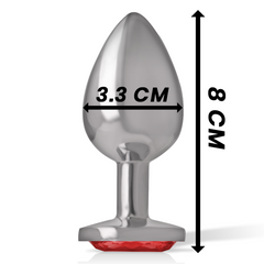 INTENSE - PLUG ANALE IN METALLO CON VETRO ROSSO TAGLIA M