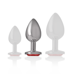 INTENSE - PLUG ANALE IN METALLO CON VETRO ROSSO TAGLIA M