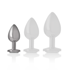 INTENSE - PLUG ANALE IN METALLO ALLUMINIO CON VETRO ARGENTO TAGLIA S