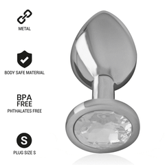 INTENSE - PLUG ANALE IN METALLO ALLUMINIO CON VETRO ARGENTO TAGLIA S