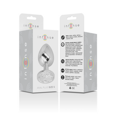 INTENSE - PLUG ANALE IN METALLO ALLUMINIO CON VETRO ARGENTO TAGLIA S