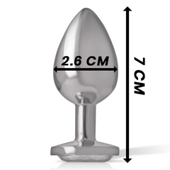 INTENSE - PLUG ANALE IN METALLO ALLUMINIO CON VETRO ARGENTO TAGLIA S