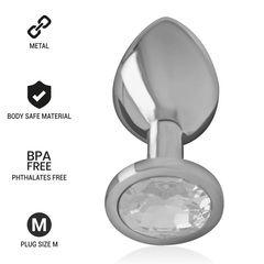 INTENSE - PLUG ANALE IN METALLO ALLUMINIO CON VETRO ARGENTO TAGLIA M