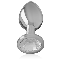 INTENSE - PLUG ANALE IN METALLO ALLUMINIO CON VETRO ARGENTO TAGLIA L