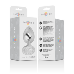 INTENSE - PLUG ANALE IN METALLO ALLUMINIO CON VETRO ARGENTO TAGLIA M