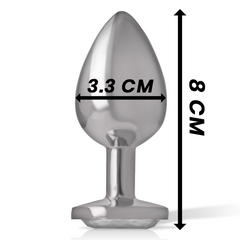 INTENSE - PLUG ANALE IN METALLO ALLUMINIO CON VETRO ARGENTO TAGLIA M