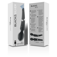 BLACK&SILVER - MASSAGGIATORE E ASPIRATORE IN SILICONE RICARICABILE BECK BLACK