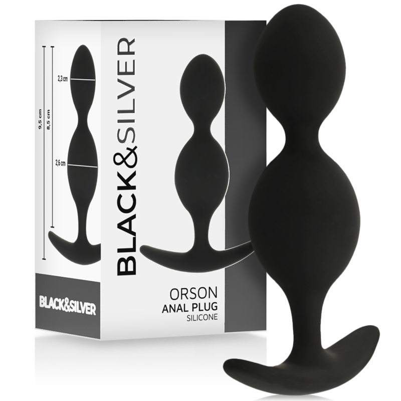 BLACK&SILVER - ORSON ANAL BEADS 9 CM