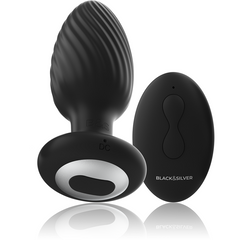 BLACK&SILVER - TELECOMANDO ROTATORE ANALE IN SILICONE TAPPO POZZETTI