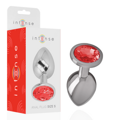 INTENSE - PLUG ANALE IN METALLO ALLUMINIO CON VETRO ROSSO TAGLIA S