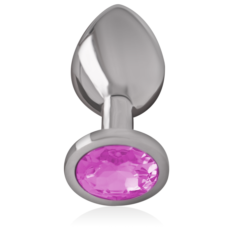 INTENSE - PLUG ANALE IN METALLO ALLUMINIO CON VETRO ROSA TAGLIA L