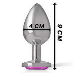 INTENSE - PLUG ANALE IN METALLO ALLUMINIO CON VETRO ROSA TAGLIA L