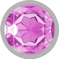 INTENSE - PLUG ANALE IN METALLO ALLUMINIO CON VETRO ROSA TAGLIA L