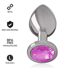 INTENSE - PLUG ANALE IN METALLO ALLUMINIO CON VETRO ROSA TAGLIA L