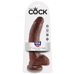 KING COCK 9" CAZZO MARRONE CON SFERE 22,9 CM