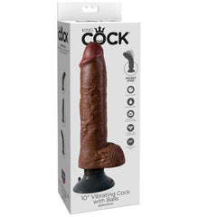 KING COCK CAZZO VIBRANTE 25,5 CM CON SFERE MARRONE