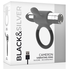 BLACK&SILVER CAMERON RECHARGEABLE VIBRATING RING SILVER